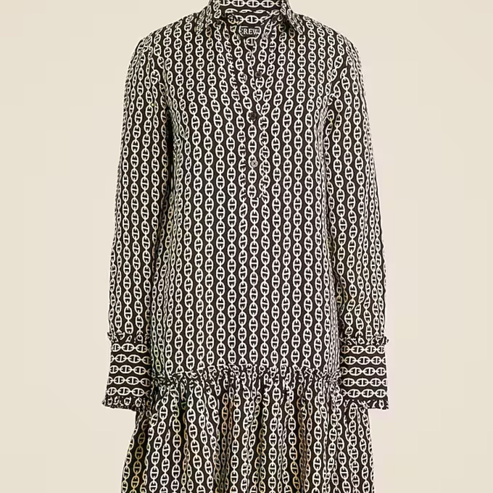 J. Crew Black and White Tiered Bishop Sleeve Dress